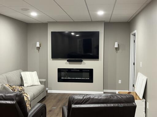 Finished Living Room with Wall-mounted TV